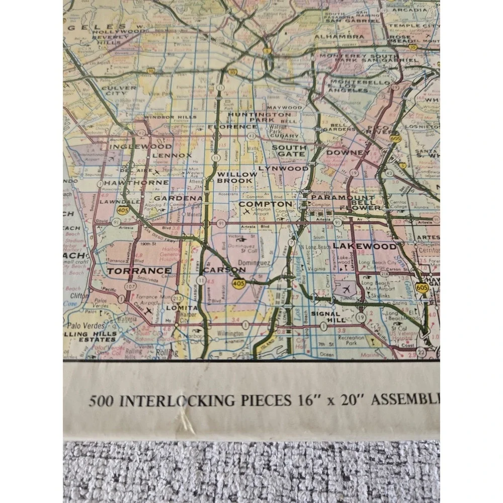 Vintage Los Angeles Freeway System Map 500 Pc Jigsaw‎ Puzzle Sealed Rand McNally